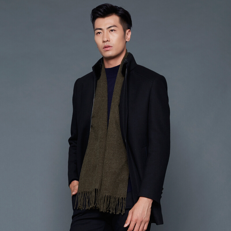 商场同款才子男装tries西服大衣男秋可脱卸领羊毛男士商务时尚西服