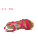 D：Fuse/迪芙斯绒面羊皮交叉细带防水台高坡跟女鞋凉鞋DF62111073