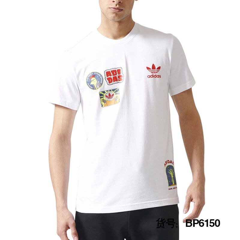 阿迪达斯三叶草男装夏季圆领运动休闲短袖T恤BP6150图片