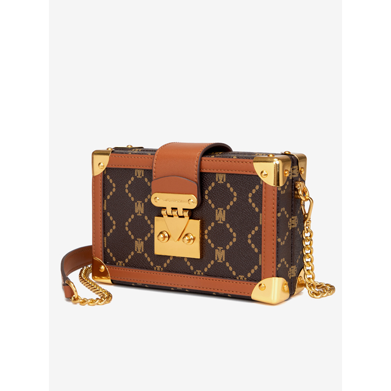 mirgamkosel网红小mk女包mine手袋mi系列经典老花盒子包单肩斜挎包