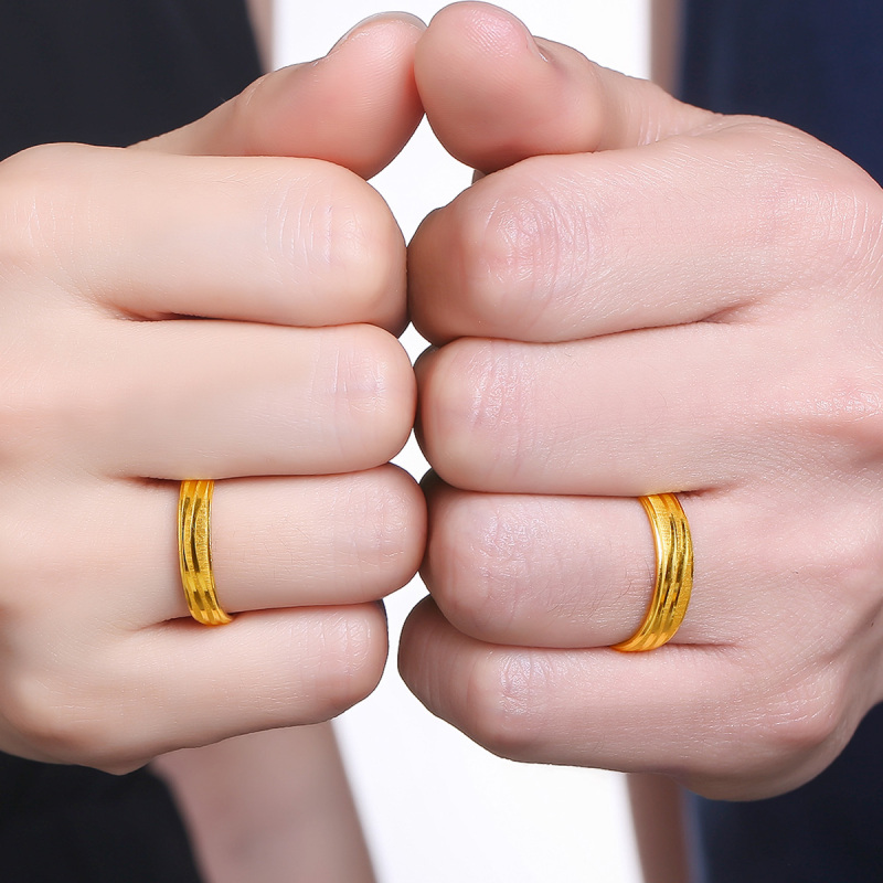 鑫万福足金戒指999黄金戒指情侣款活口黄金男女戒指简约时尚
