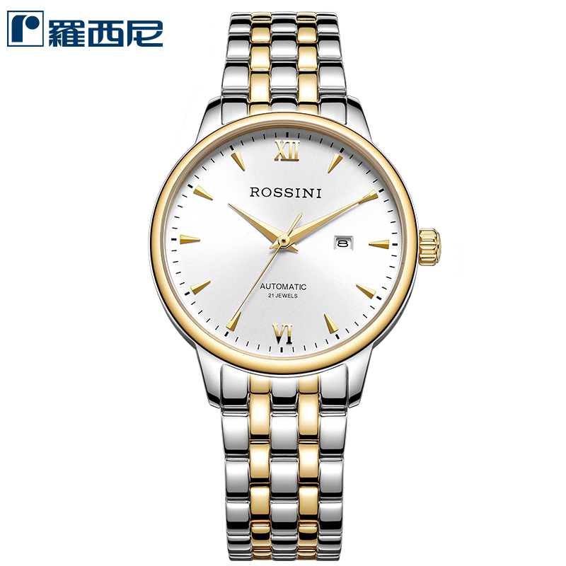 罗西尼rossini手表钟表雅尊商务系列时尚休闲正装间金属金钢女表带