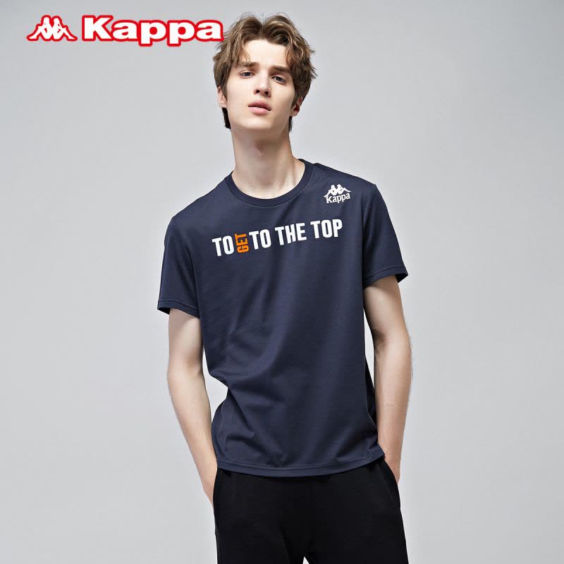 Kappa背靠背卡帕运动短袖男白色圆领休闲运动T恤男夏季K0712TD11D图片