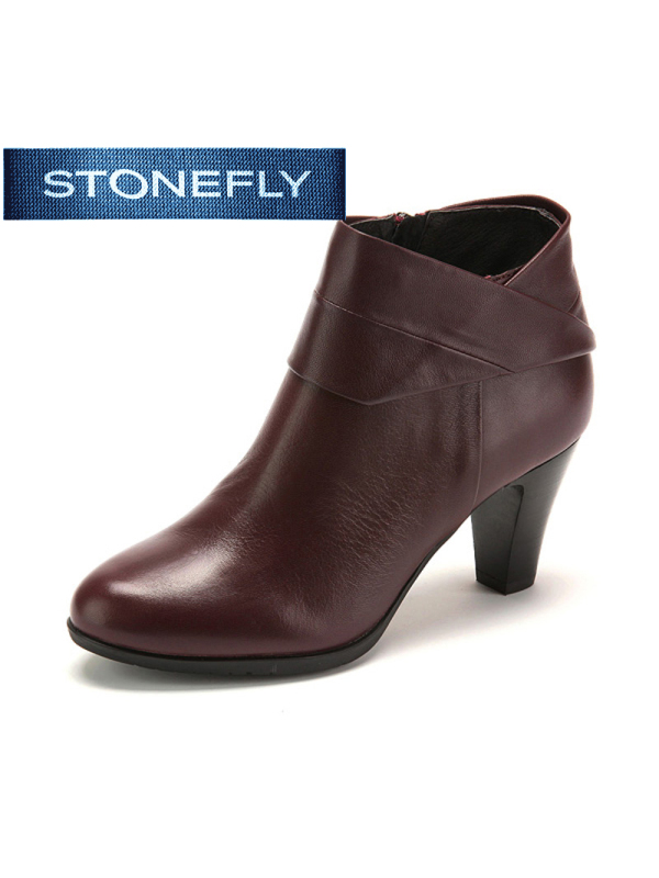 斯通富来STONEFLY牛皮圆头高跟拉链纯色深口女鞋SD44117047