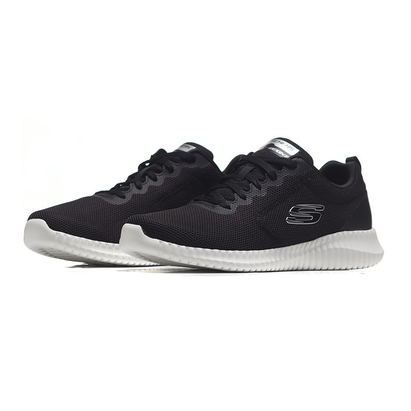 Skechers斯凯奇男休闲鞋简约网面缓震透气运动鞋52866 52866/BKW黑色+白色