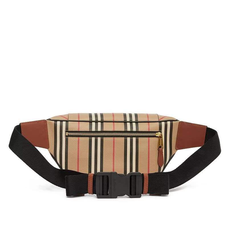 BURBERRY Sonny 中性款男女通用 字母印字标经典条纹织物 腰包\胸包 斜挎包 8026838图片