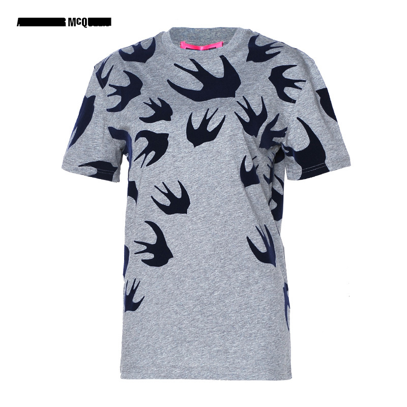 mcq麦蔻亚历山大麦昆副线燕子印花女士短袖t恤春夏