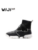 WIJI维界新款时尚休闲飞织运动鞋个性欧美高帮鞋子透气舒适短靴女