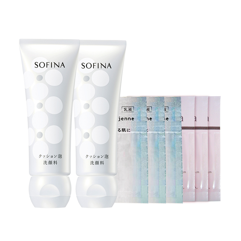 苏菲娜(Sofina)保湿泡泡洁面乳120g*2+保湿控油便携组合 泡沫洗面奶深层清洁保湿温和护肤