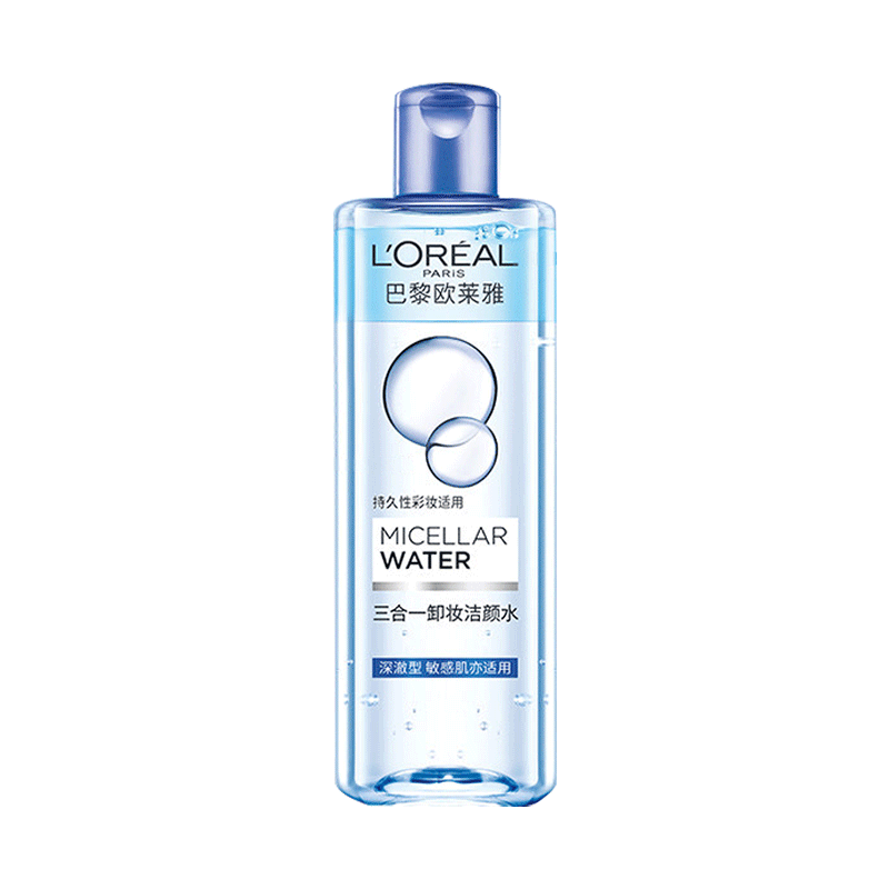 欧莱雅三合一卸妆洁颜水深澈型400ml深层清洁面部眼唇防水性彩妆卸妆
