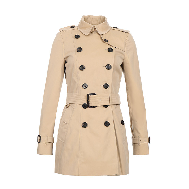 burberry博柏利女款棉质切尔西版型短款trench风衣视频