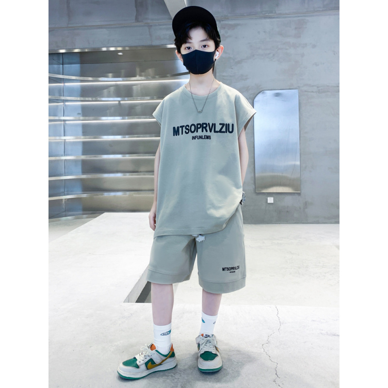 童装男童夏装套装2025新款夏季儿童背心薄款运动中大童男孩夏款潮