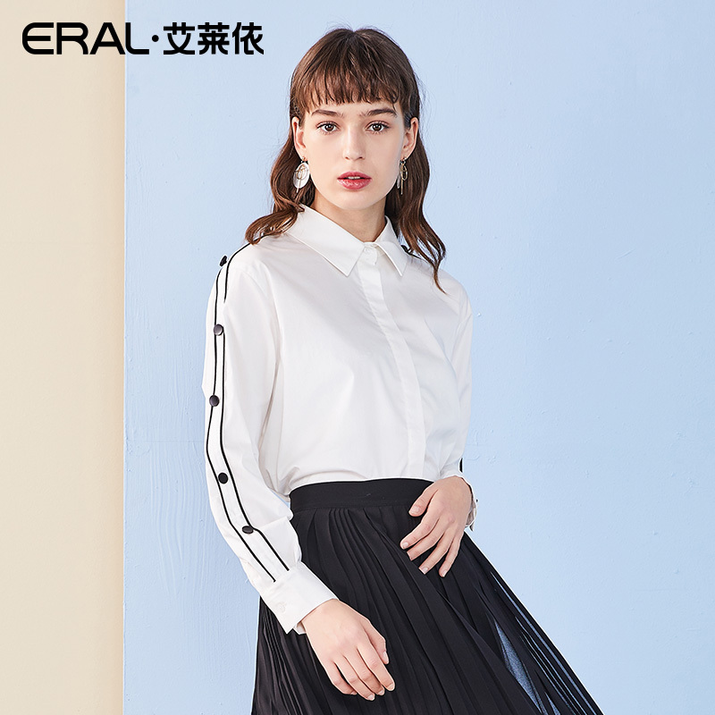 ERAL/艾莱依2019修身休闲衬衣时尚简约气质长袖衬衫女601824058