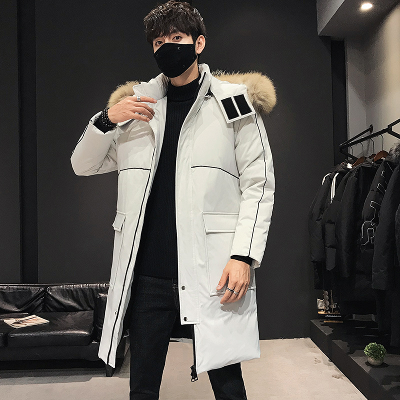 2021新款羽绒服男中长款工装时尚连帽外套冬装帅保暖大衣