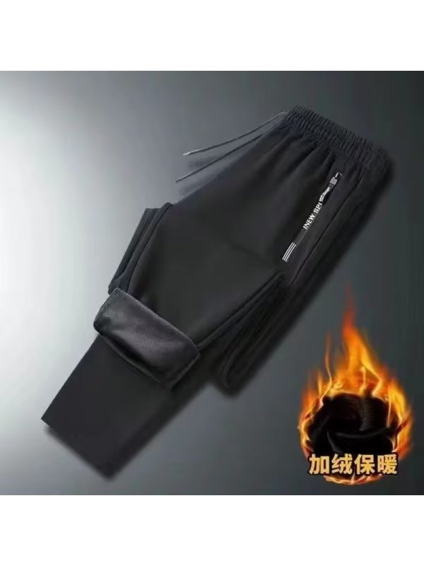 运动裤男秋冬季新款加绒加厚韩版大码拉链休闲裤
