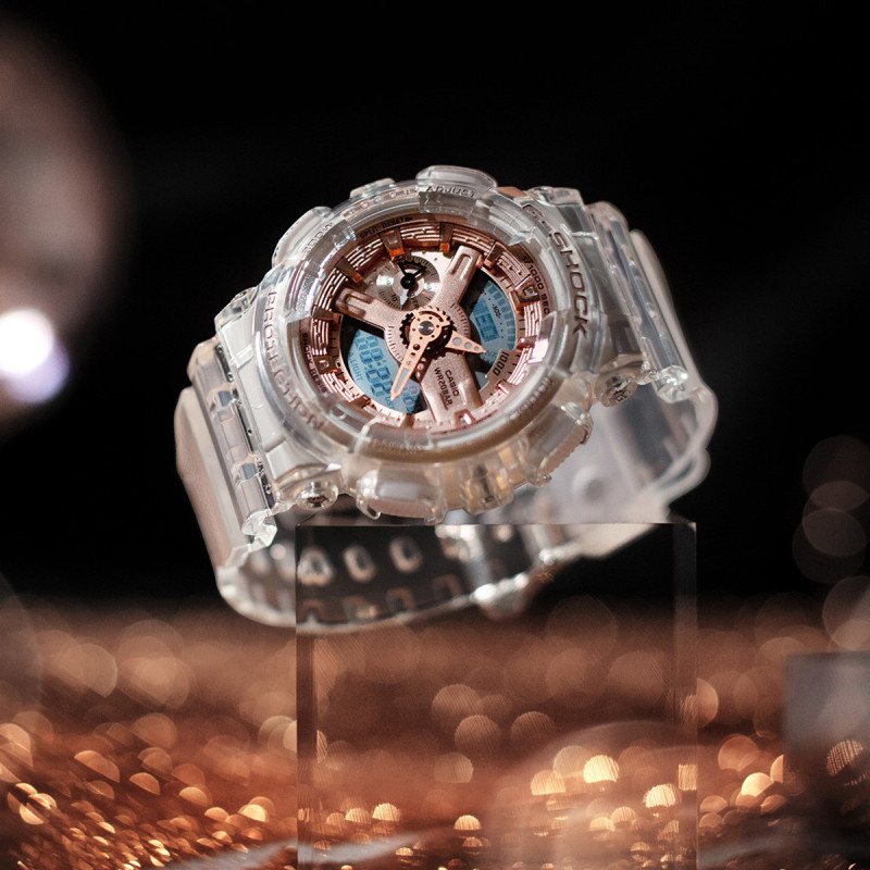 CASIO卡西欧手表 G-SHOCK WOMEN透明表款系列-地球仪特殊表盒防震防水防磁石英表