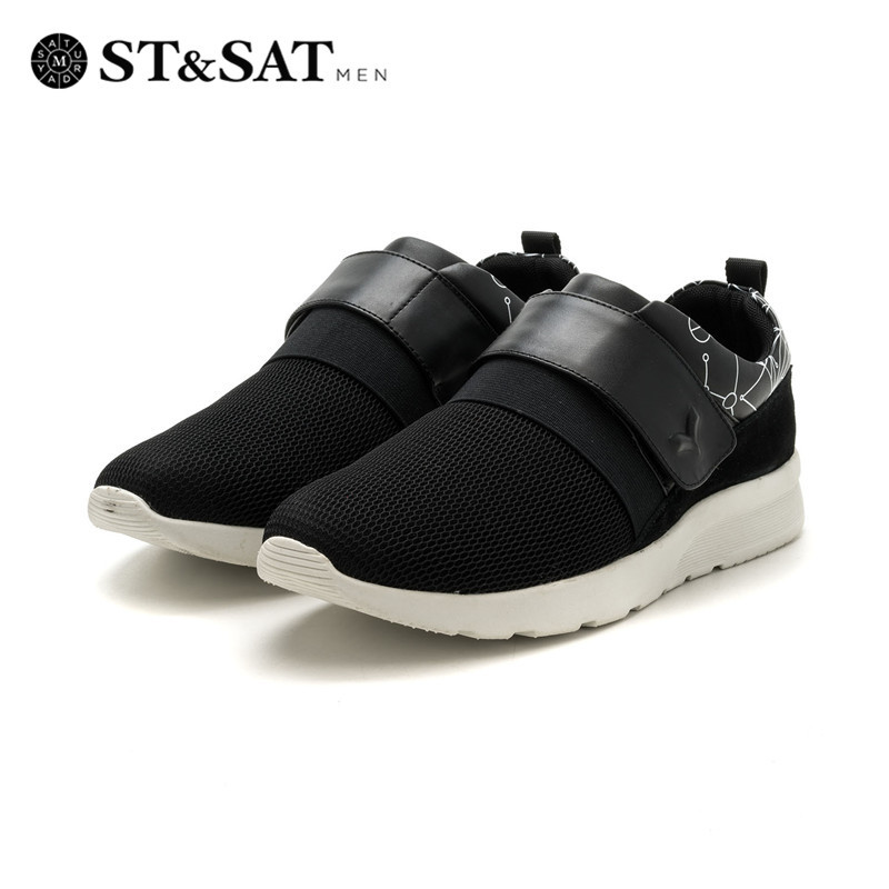 SAT MEN/星期六网布+头层牛皮平跟纯色单鞋SS71128769