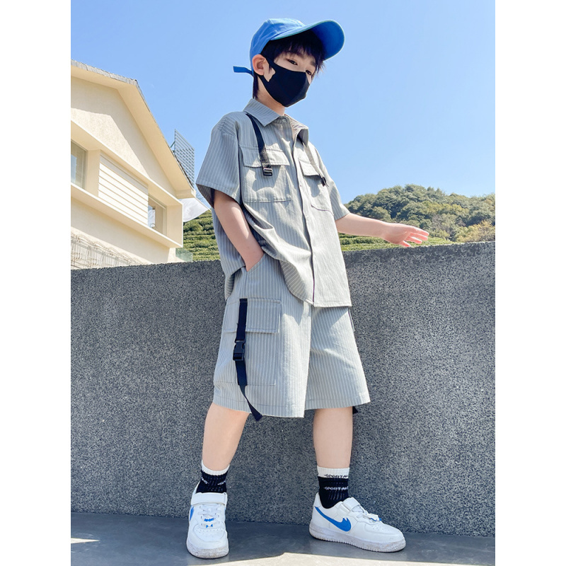 男童套装夏季2025新款儿童夏装运动中大童衣服短袖帅气网红童装潮