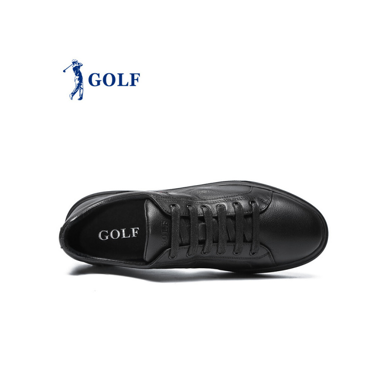 GOLF/高尔夫秋季板鞋男简约百搭真皮鞋男低帮休闲小黑鞋黑色男款