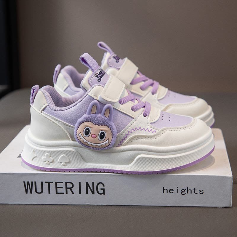 秋季新款儿童运动鞋女童休闲板鞋皮面轻便透气学生女孩跑步鞋图片