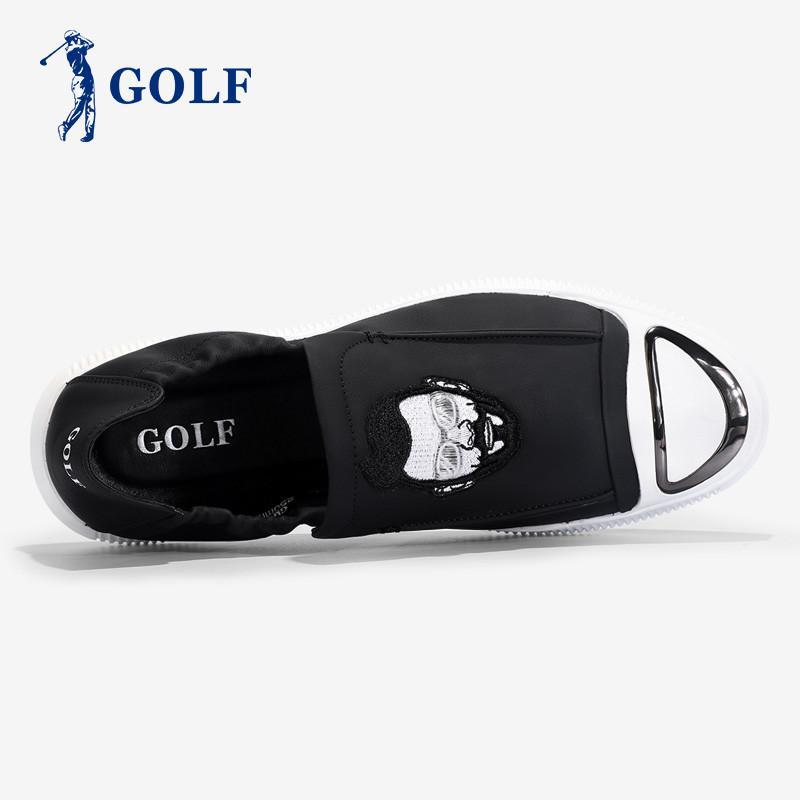 GOLF男鞋春季新款乐福鞋男潮透气一脚蹬休闲皮鞋真皮百搭刺绣鞋子