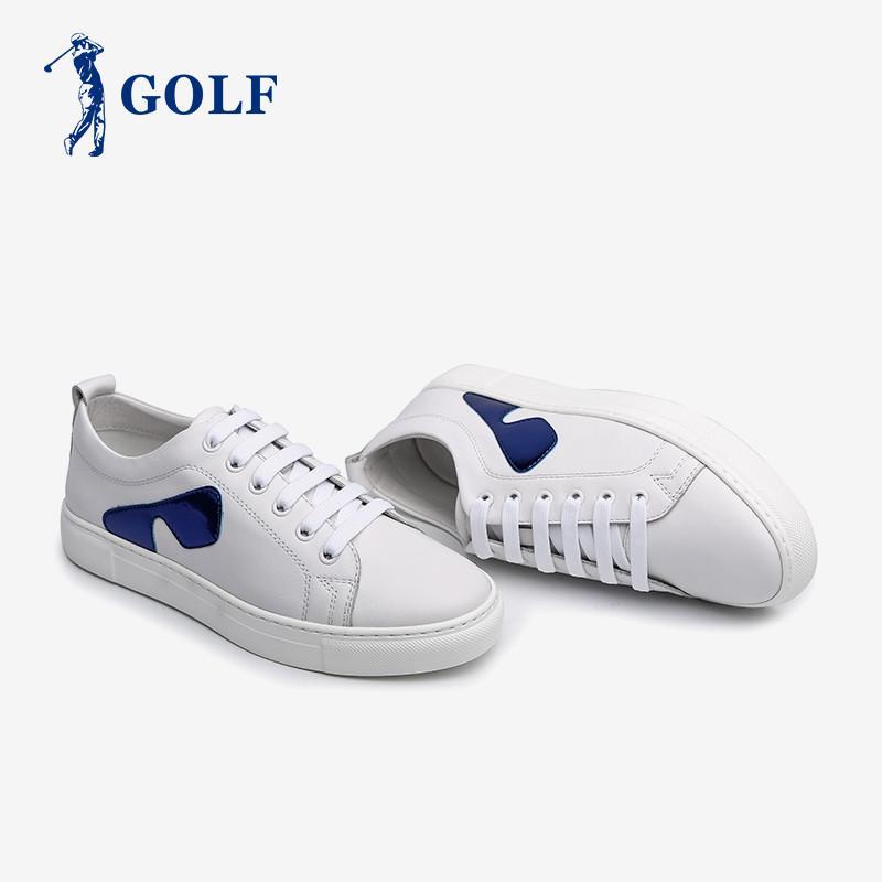 GOLF男鞋春季青年撞色系带休闲鞋时尚潮流小白鞋男百搭真皮板鞋潮
