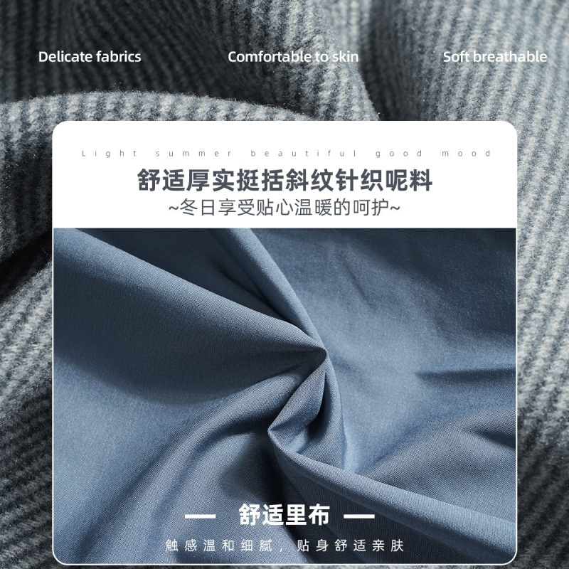 OUNIXUE欧昵雪 | [简约毛呢背心裙]秋冬季复古织带装饰V领口袋修身连衣裙女