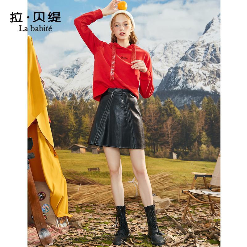 专柜同款拉贝缇色卫衣女士宽松2019新款秋冬短款外套上衣加绒加厚潮ins60009439