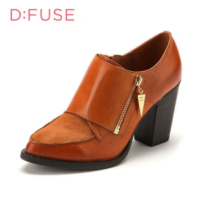 迪芙斯D:FUSE牛皮尖头高跟拉链纯色深口女鞋DF43110033图片