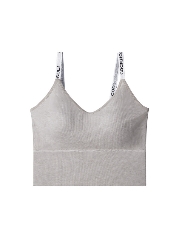 Ceba新款桑蚕丝内衣女士无钢圈运动文胸一体式带胸垫吊带打底美背胸罩