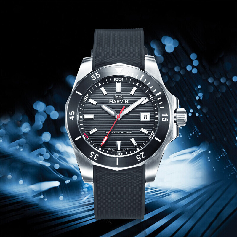 摩纹marvin瑞士手表莫尔顿探潜者系列水鬼运动潜水自动