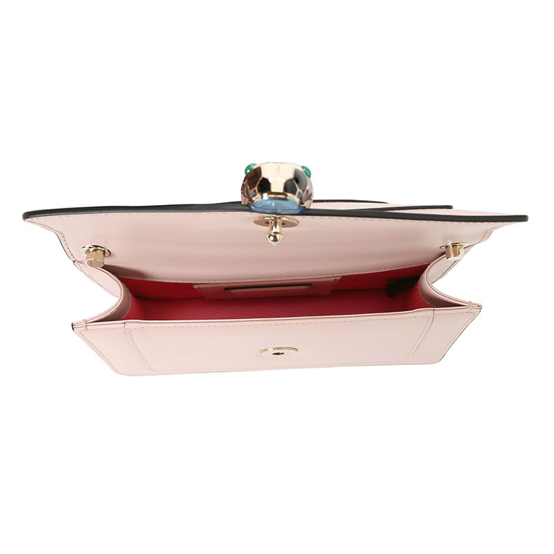 宝格丽 BVLGARI SERPENTI FOREVER 口盖包 经典蛇头光面皮 女士手提包 287023银扣