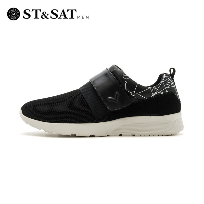 SAT MEN/星期六网布+头层牛皮平跟纯色单鞋SS71128769