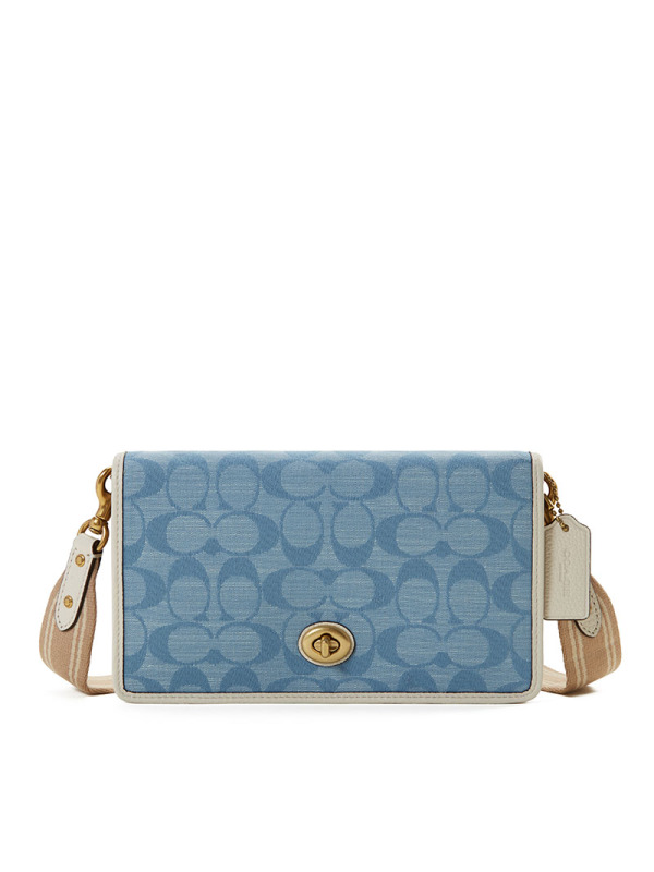 COACH/蔻驰女包经典翻盖包口盖包单肩斜挎包粒面皮金扣椭圆扣简约