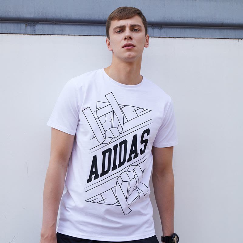adidas阿迪达斯跆拳道休闲男装圆领运动短袖速干跑步T恤夏ADITSG1-WB图片