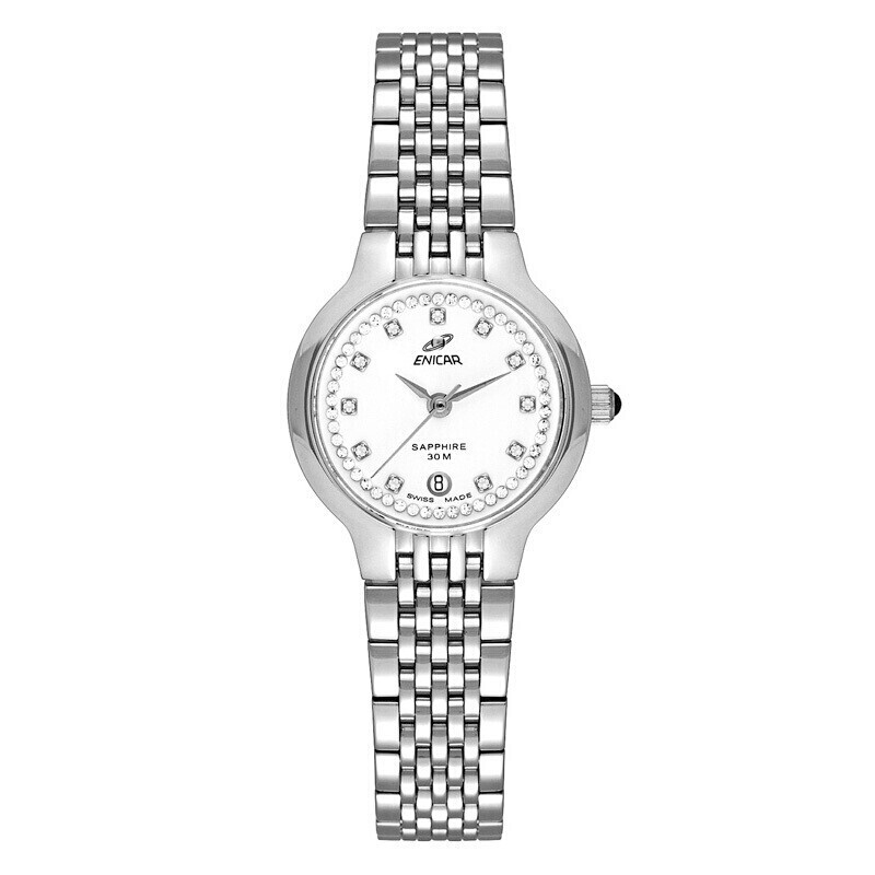 英纳格enicar石英纳米系列时尚简约休闲商务钢带石英女士手表