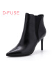 D：Fuse/迪芙斯冬季新款羊皮高跟短靴弹力布女靴子DF74116194_iSA40