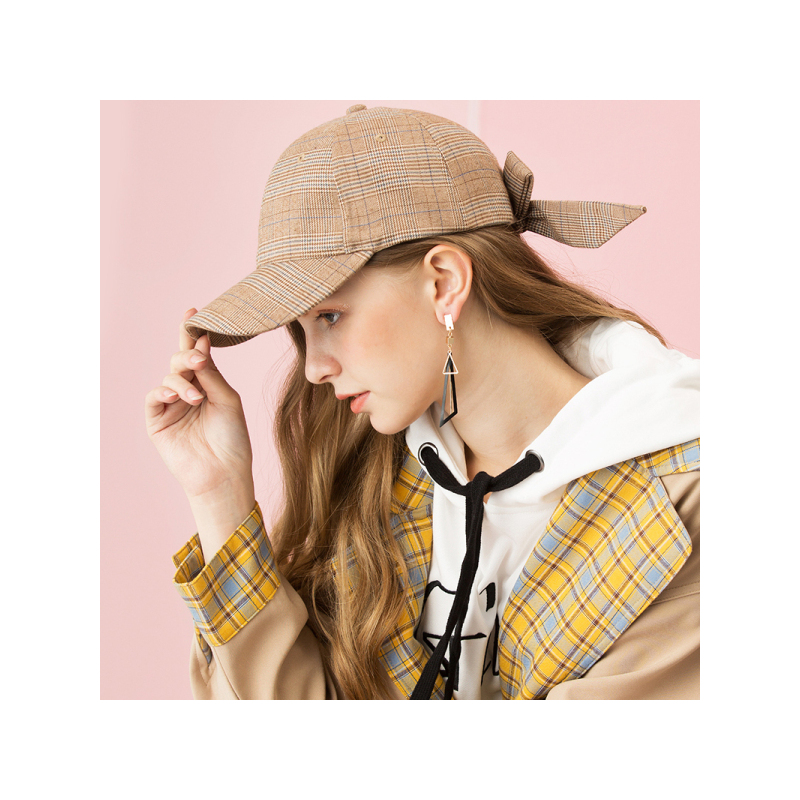 瑞苏薇(RASUV) 女款日系原宿风格纹蝶结棒球帽女款帽子RS5633