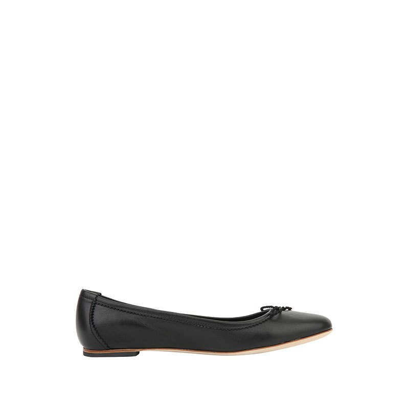 FERRAGAMO 蝴蝶结装饰羊皮女士平底鞋 658271NERO