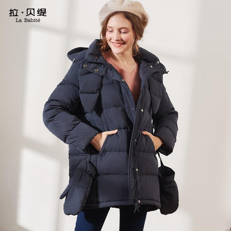 拉贝缇羽绒服女装中长款2019新款冬季时尚百搭小个子面包服外套60006936