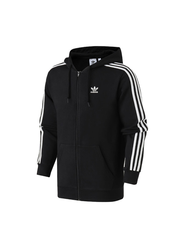 adidas阿迪达斯三叶男子连帽运动卫衣休闲针织夹克DV1551