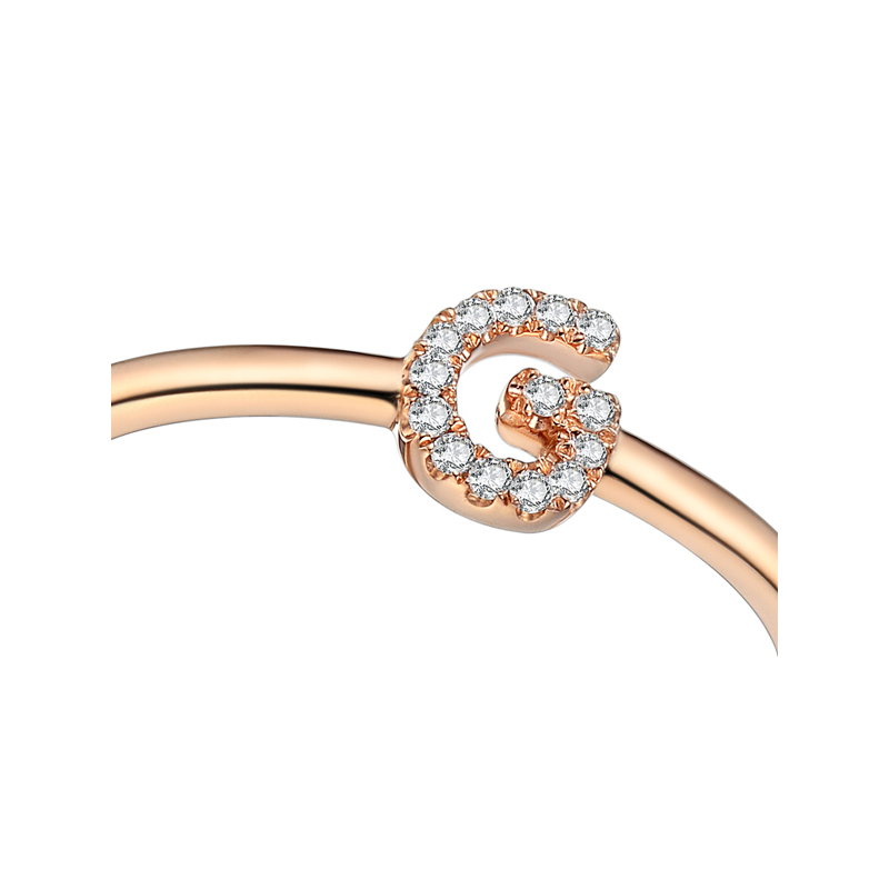 leysen1855莱绅通灵珠宝钻戒钻石戒指时尚单戒字母g女戒18k玫瑰金钻石