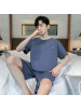 男士夏季棉质圆领短袖短裤薄款套装简约休闲学生春秋家居服可外穿