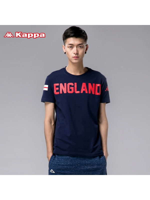 Kappa卡帕T恤男短袖运动上衣圆领透气白色休闲半袖K0712TD51F