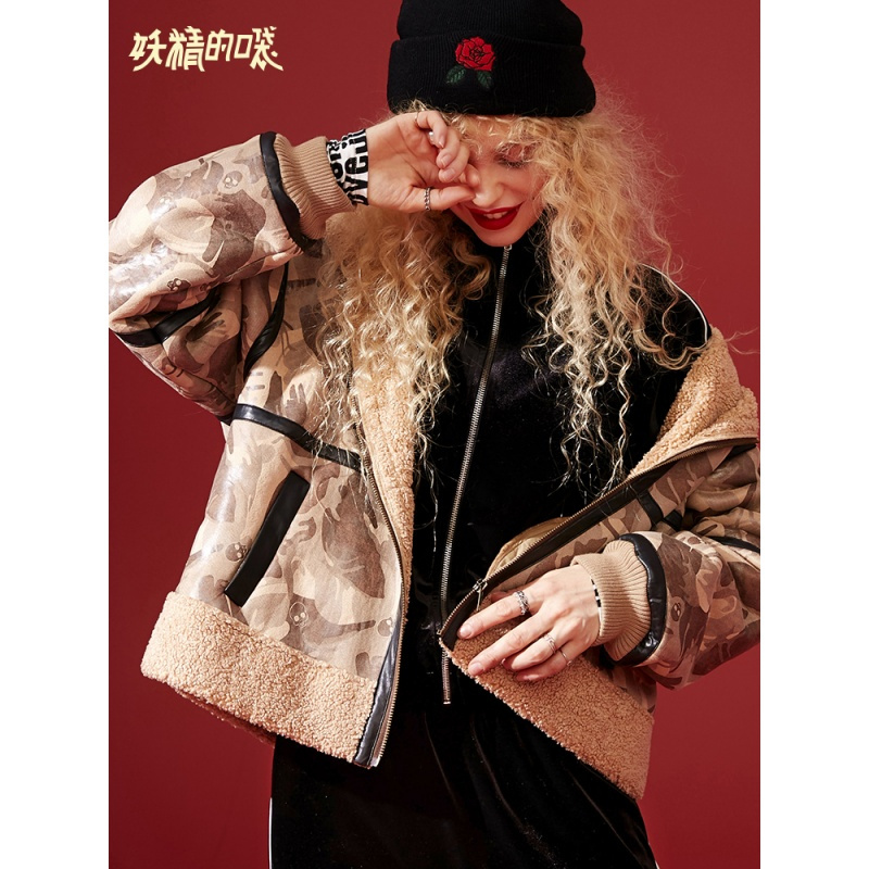 妖精的口袋Y冬装流行大衣韩版加厚学生连帽女毛呢外套潮R_1