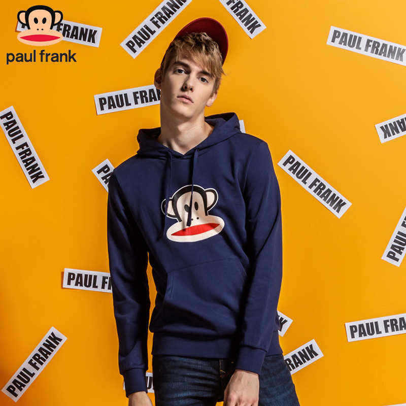 Paul Frank/大嘴猴经典简约男装秋套头抽绳卫衣连帽宽松外套