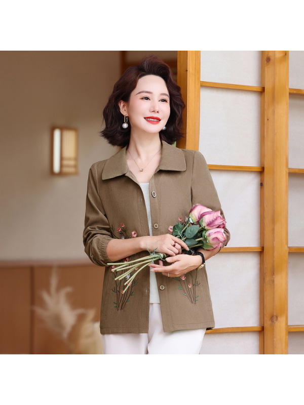 年女装新款妈妈装外套秋40岁中老年人薄款开衫秋装洋气婆婆装