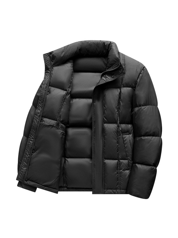 羽绒服外套男加厚白鸭绒户外情侣款纯色冬装羽绒服立领青年面包服