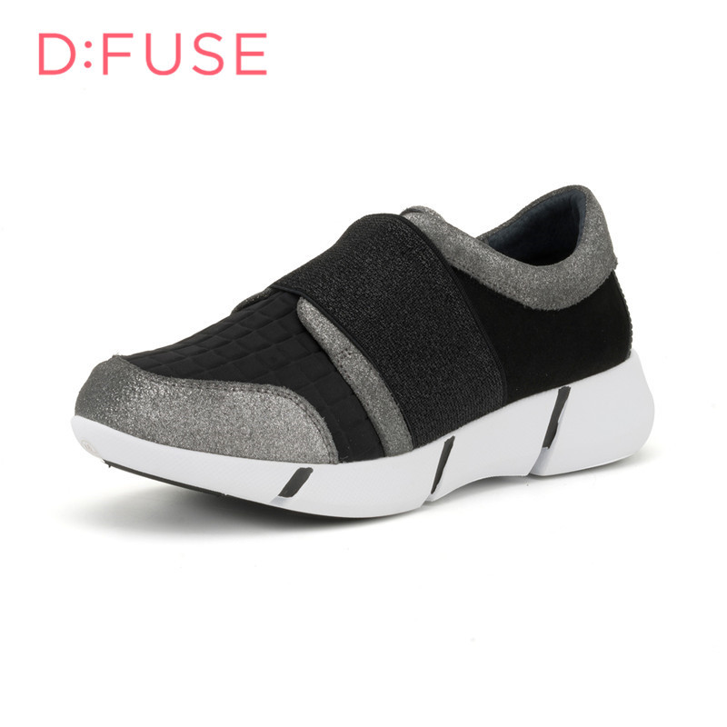 D：Fuse/迪芙斯单鞋秋新款牛皮圆头中跟拼色高帮女鞋DF63112084
