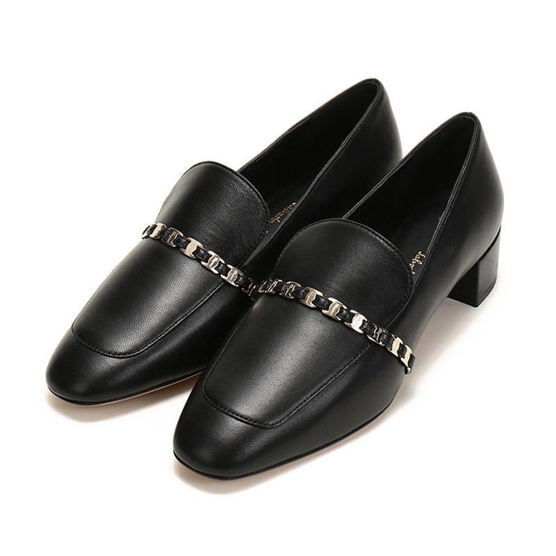 Salvatore Ferragamo 菲拉格慕 女士 TILOS系列皮革VARA链条莫卡辛鞋中跟鞋 0730031